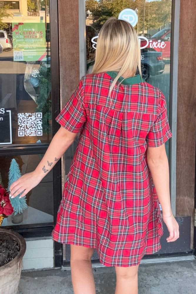 Entro Red PLaid Christmas Dress back