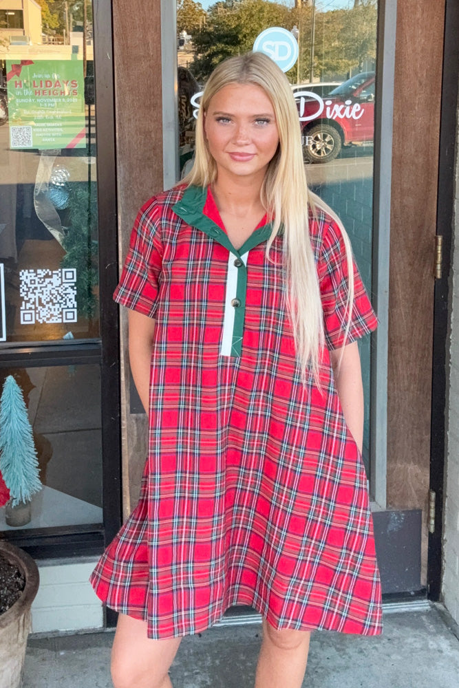 Entro Red PLaid Christmas Dress