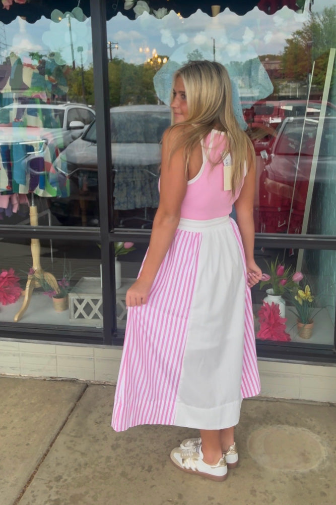 Pink Striped Dress Back