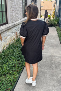 SALE-Chic Vibes Contrast Trim Dress-Black