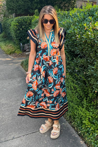 Entro Fall Floral Midi Dress