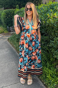 Entro Fall Floral Midi Dress