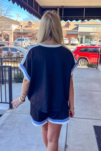 Entro Black Scuba Set With blue and white trim back