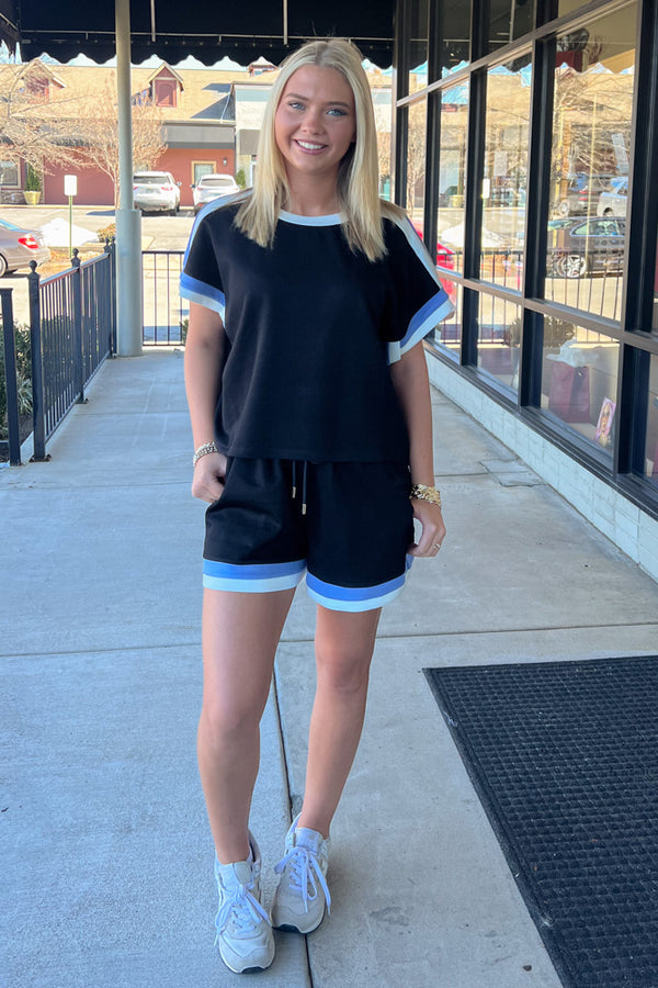 Entro Black Scuba Set With blue and white trim