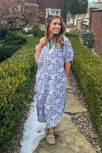 Entro Blue Animal Print Dolman Sleeve Dress