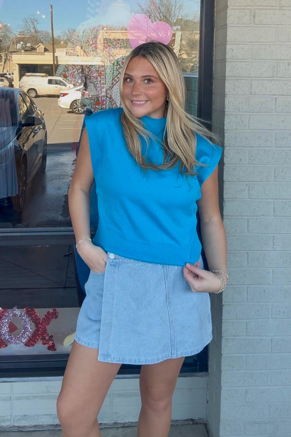 Entro Bright Blue Sleeveless Sweater