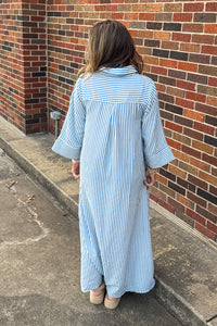 Entro Striped Flowy Maxi Dress Back