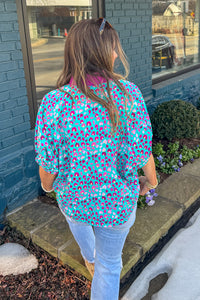 Entro Bright Animal Print Dolman Sleeve Top Back