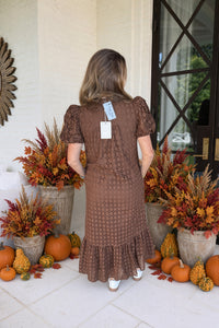 Entro Brown Eyelet Maxi Dress Back