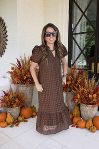 Entro Brown Eyelet Maxi Dress Best Seller