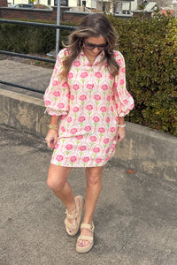 Entro Coral Floral Shift Dress