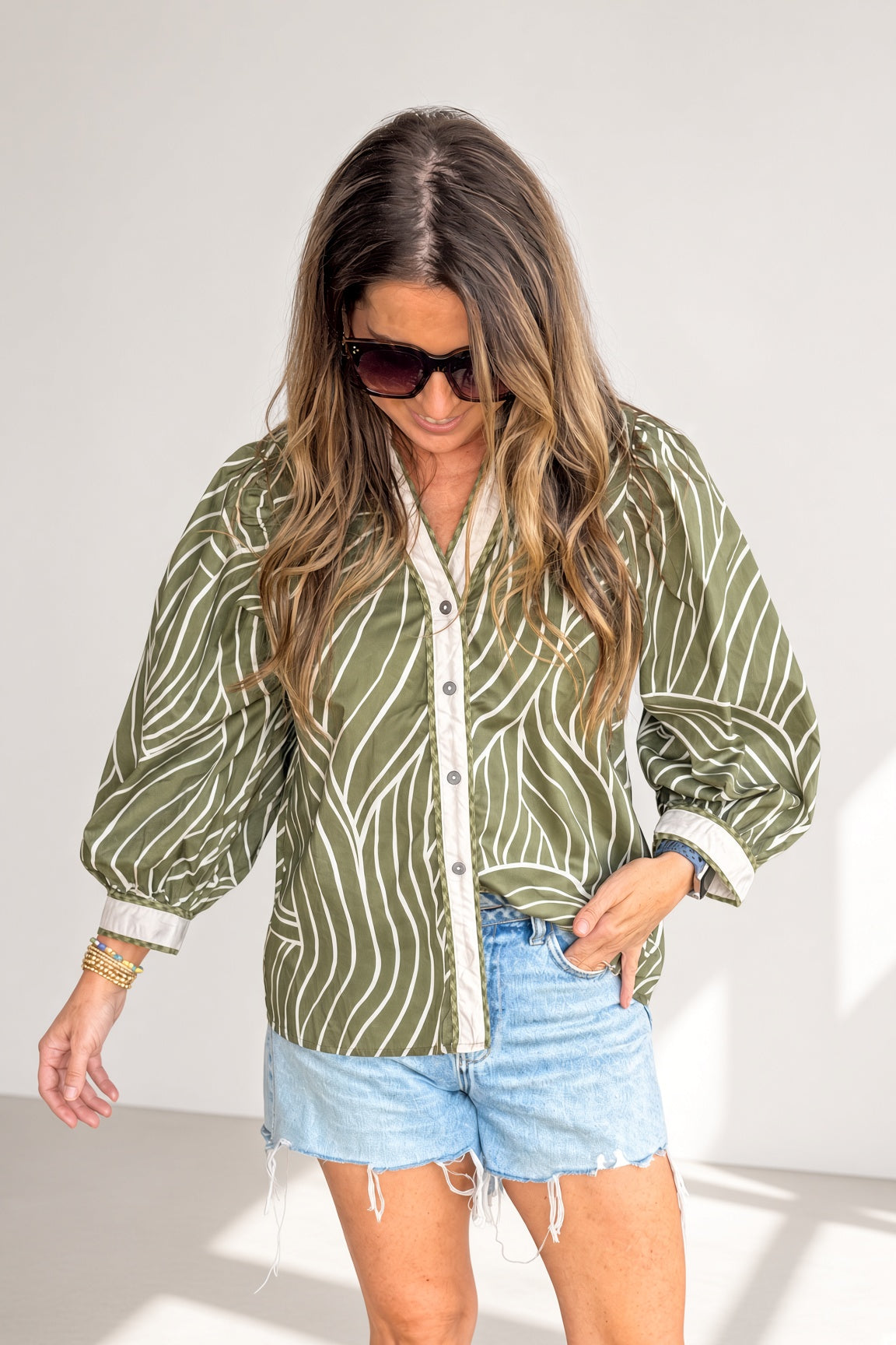 Entro Geometric Top Button Down