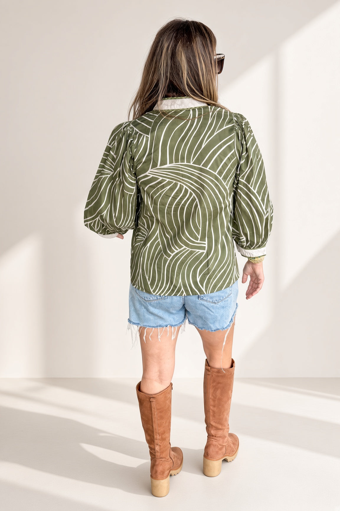 Entro Geometric Top Button Down Back