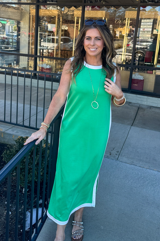 Entro Green Scuba Midi Dress