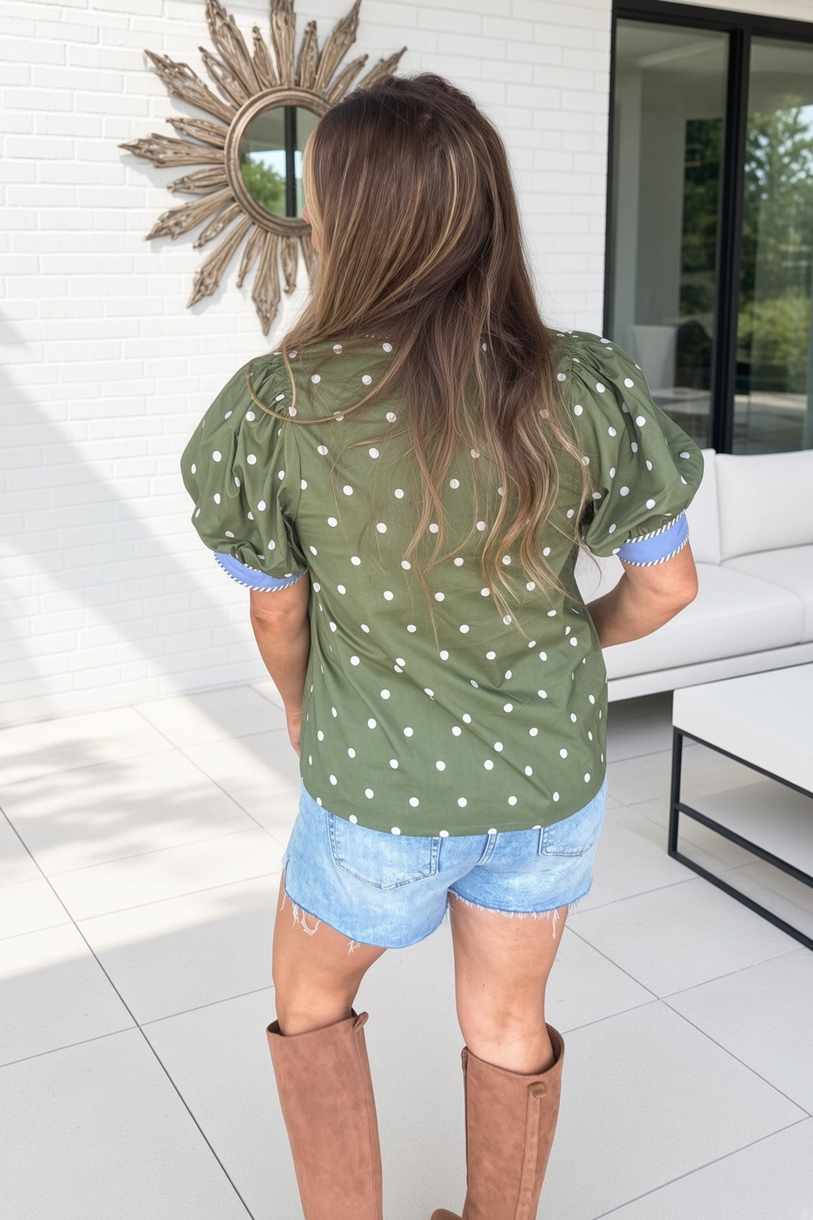Entro Green Polka Dot Top Back