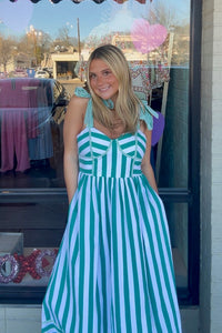 Call Me Lucky Striped Midi Dress-Green - Simply Dixie Boutique