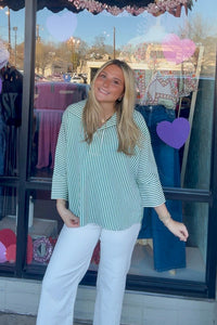 Entro Green Striped Blouse