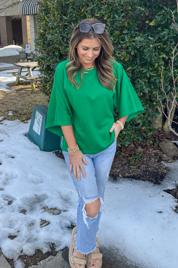 Entro Kelly Green Relaxed Sleeve Top Simply Dixie