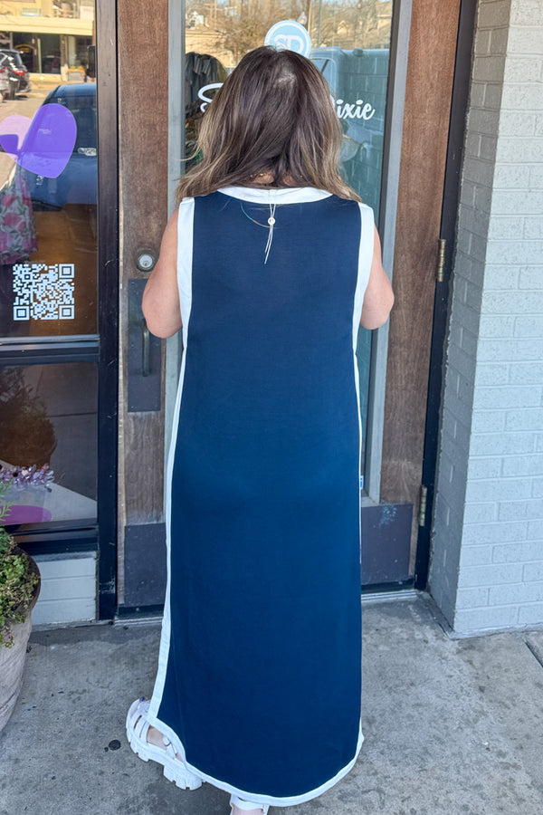 Entro Scuba Midi Dress Navy | Simply Dixie Boutique