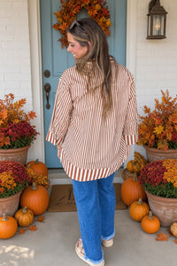 Entro Pearl Button Top Caramel Back