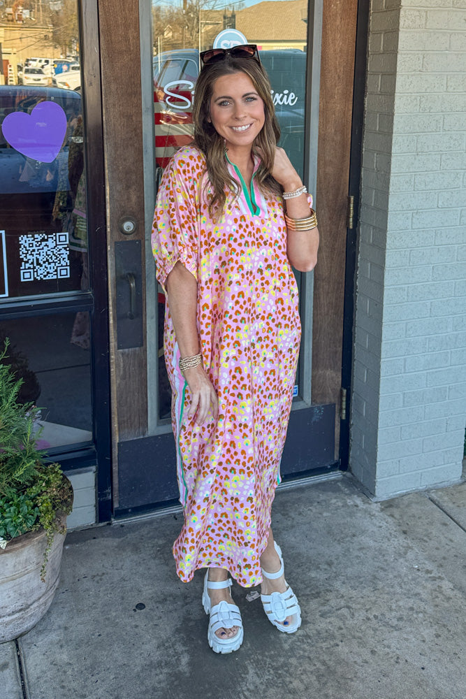 Entro Animal Print Dolman Sleeve Dress