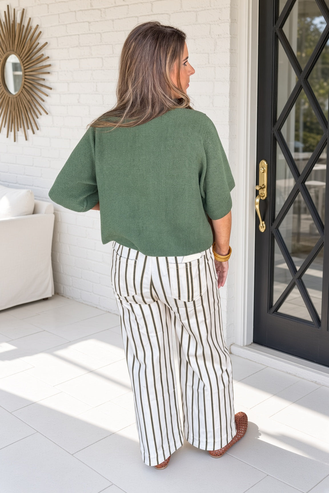 Entro Pinstripe Pants Front Pockets Back