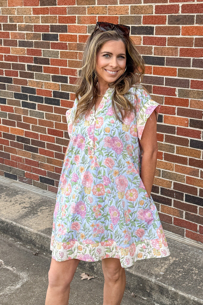 Entro Clothing Spring Floral Short Dress | Simply Dixie Boutique