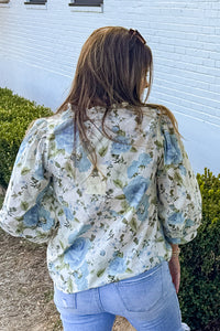 Brunch Time Fun Floral Top - Blue - Simply Dixie Boutique