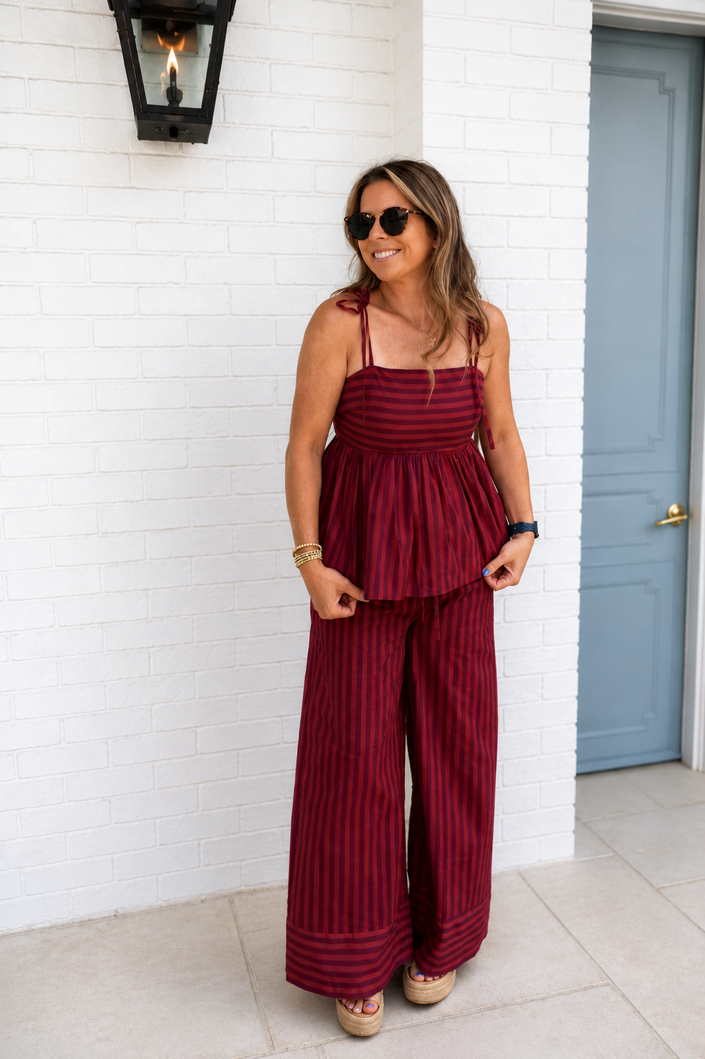 Entro Striped Matching Pants Set