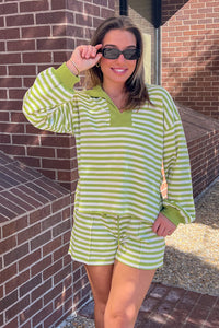 Matcha Striped Knit Shorts Set Entro Clothing - Simply Dixie Boutique
