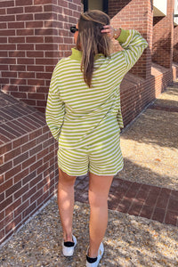 Matcha Striped Knit Shorts Set Entro Clothing Back