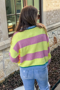Entro Yellow and Pink Striped Sweater Back