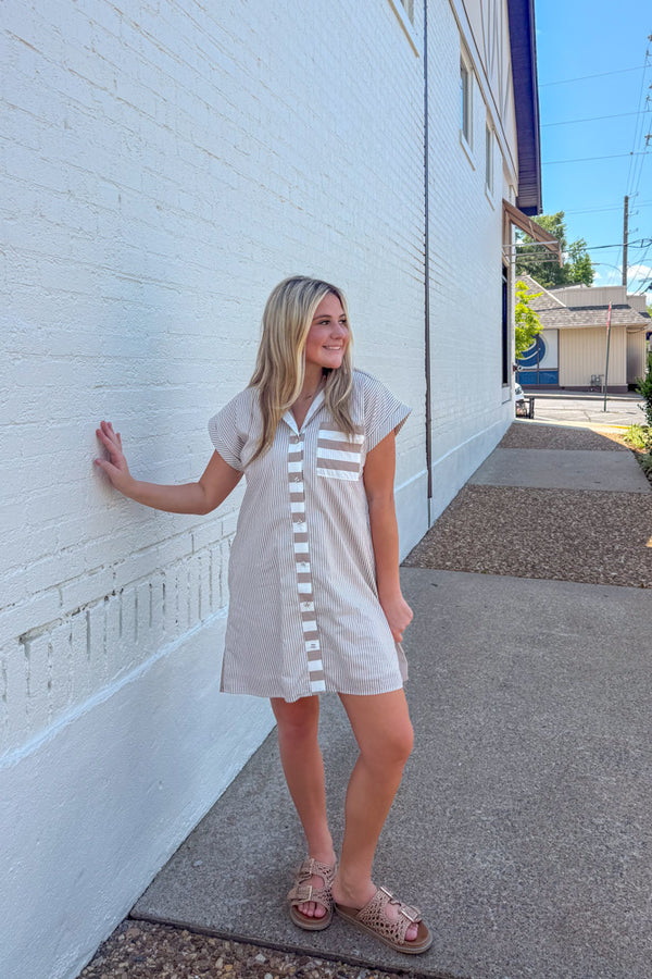 Effortless Look Dress-Taupe