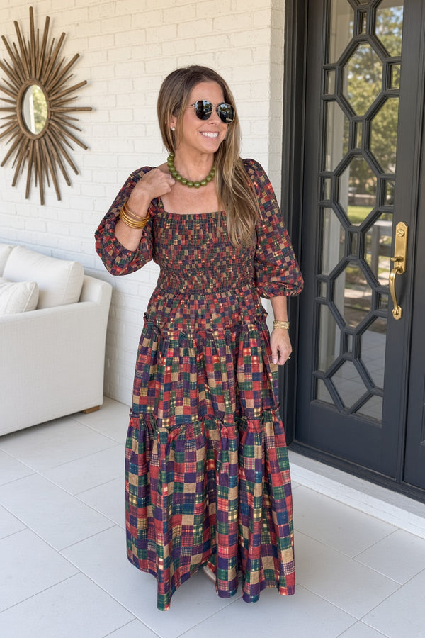 Fall Plaid Maxi Dress TCEC