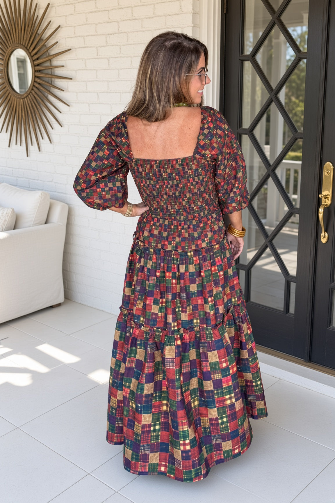 Fall Plaid Maxi Dress TCEC Back