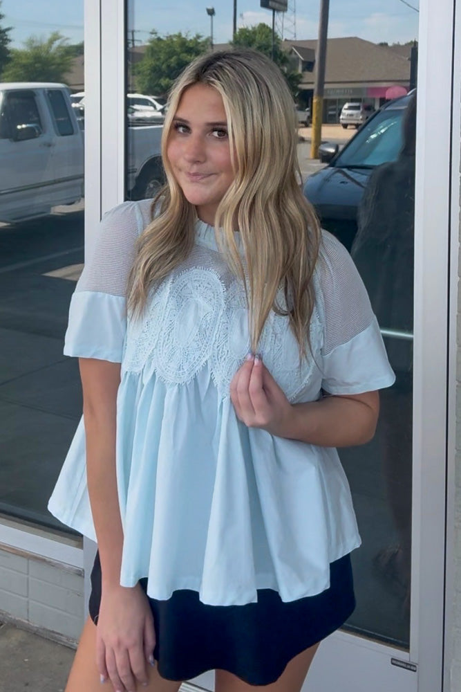 It's Fate Mesh Top-Baby Blue