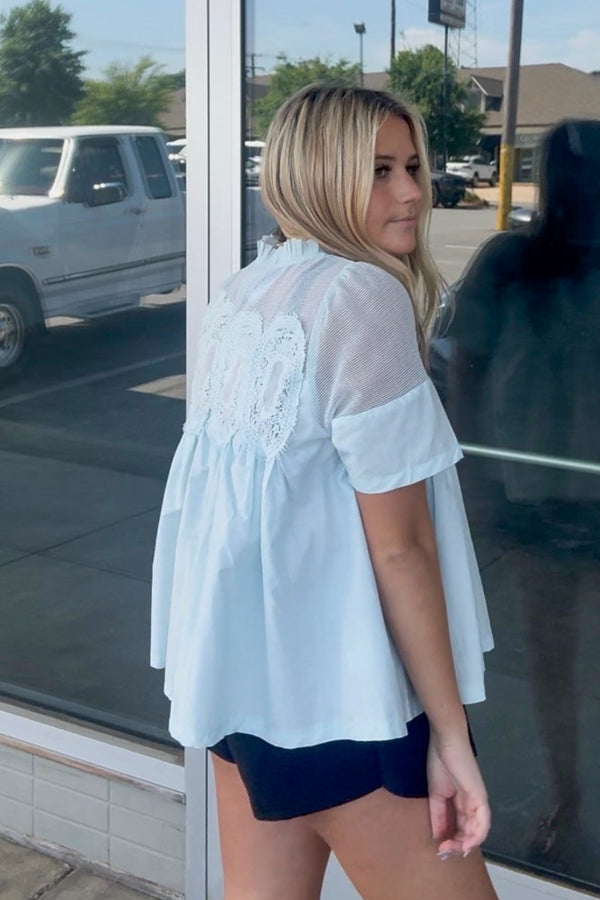 It's Fate Mesh Top-Baby Blue