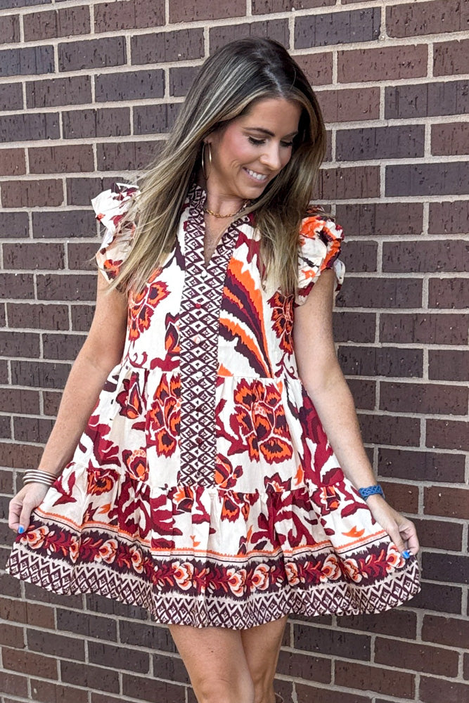 Fate Brand Fall Floral Dress Close