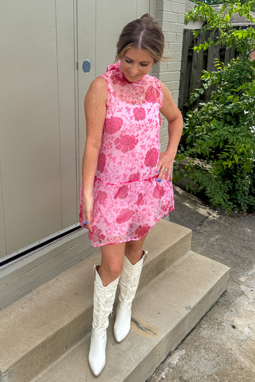 TCEC Pink Floral Scheer Dress