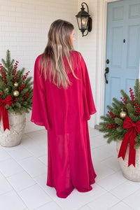 Floral Applique Sheer Overlay Dress Back