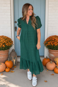Forest Green Eyelet Dress