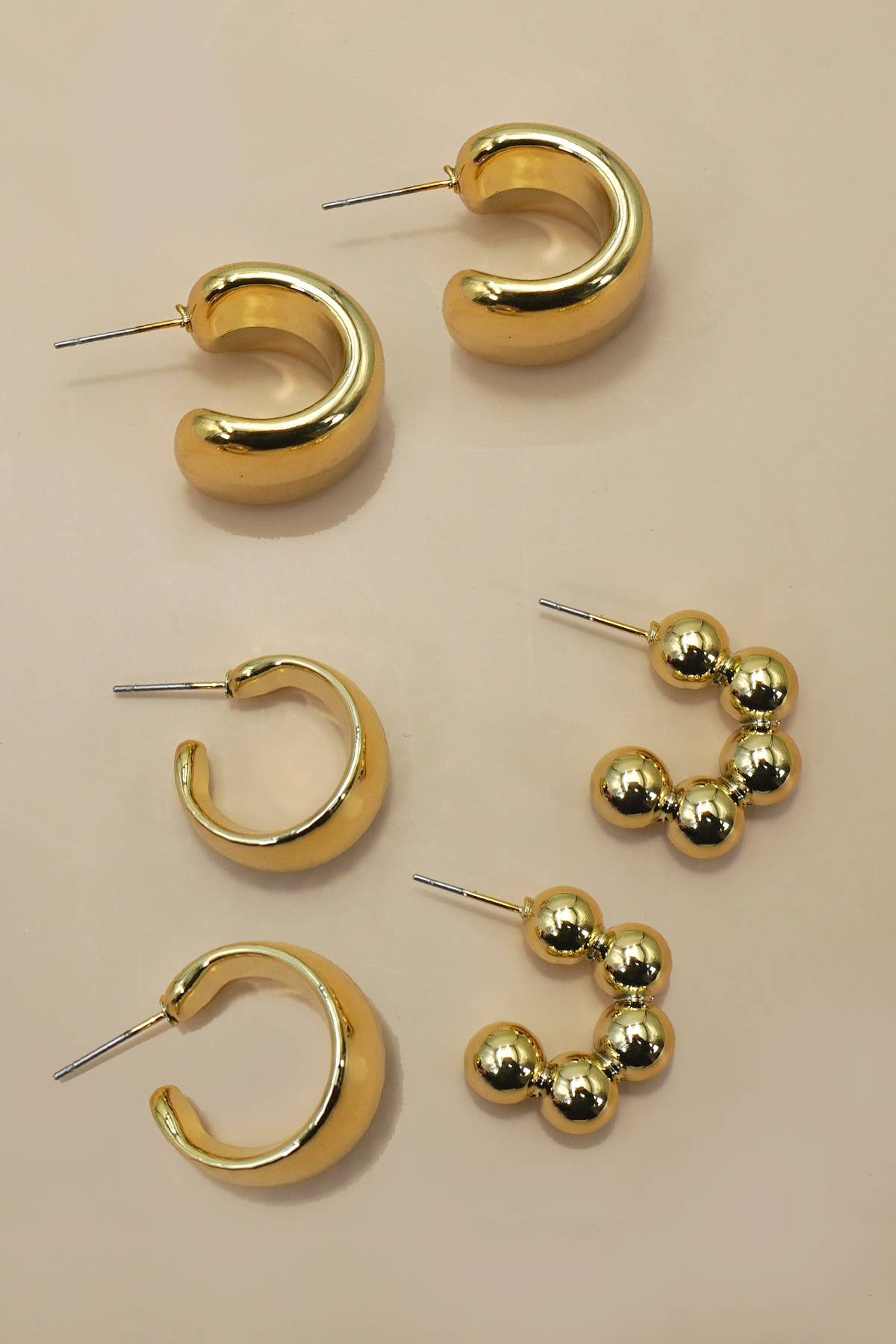 Gold 3 Hoop Earring Set
