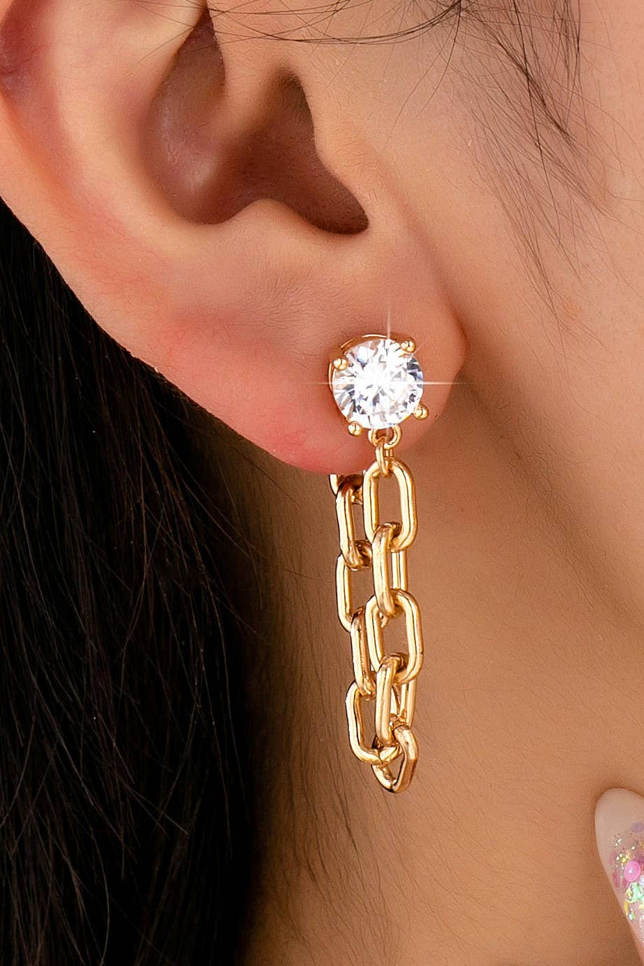 Gold CZ Drop Earrings