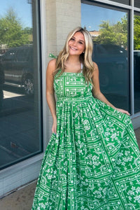 Green Bandana Print Maxi Dress