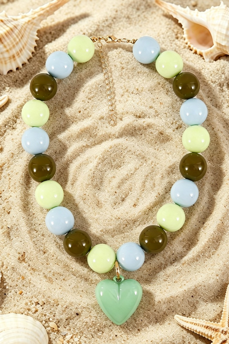 Green Blue and Brown Heart Necklace