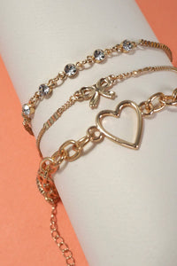 Heart And Bow Bracelet Set