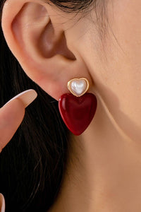 Heart and Pearl Earrings