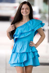 Ruffled My Way Over Romper - Ocean Blue