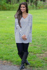 SALE-The Perfect Piko Tiny Stripe Top-White/Black