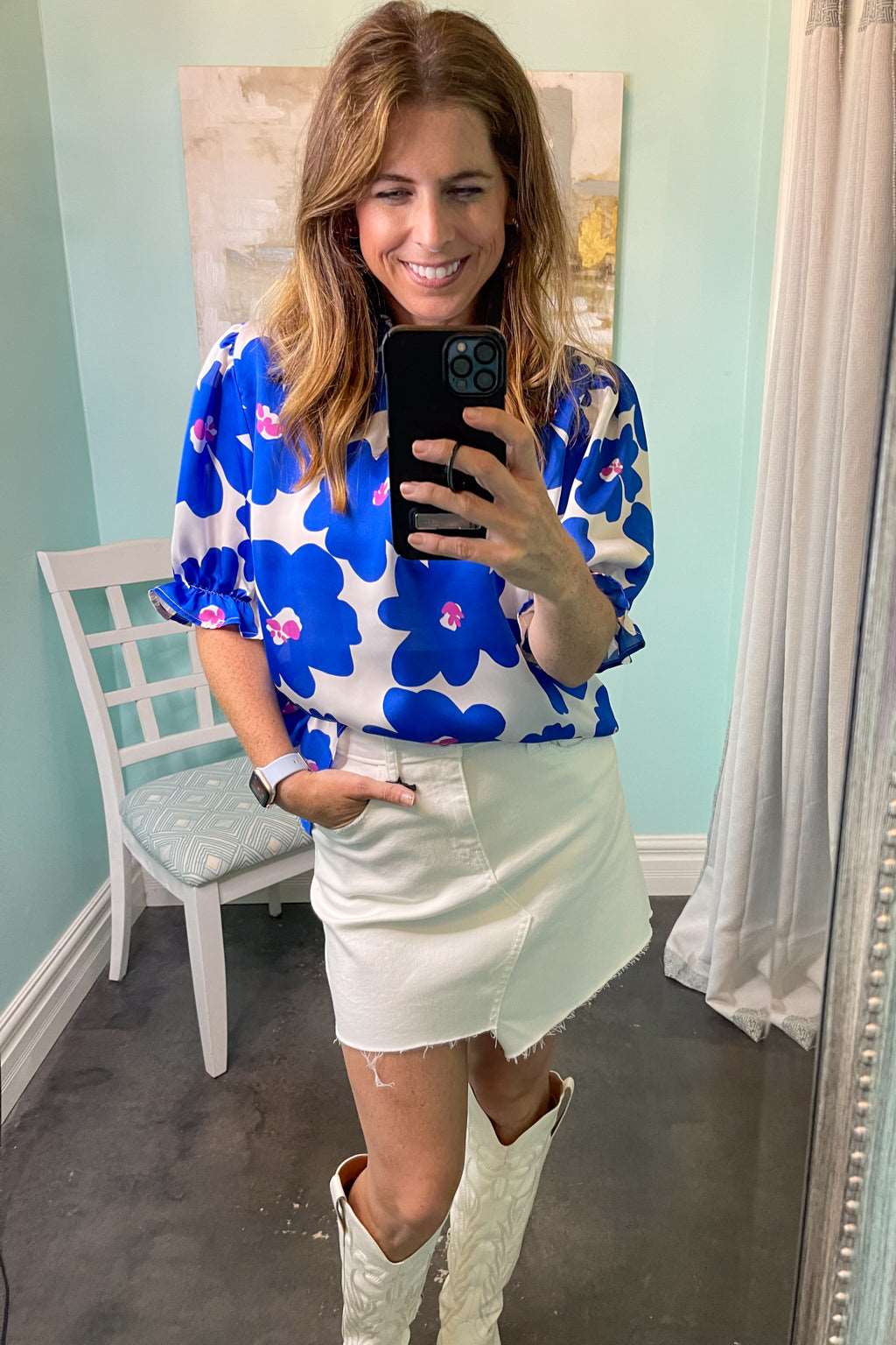 A New Day Top-Cobalt Blue